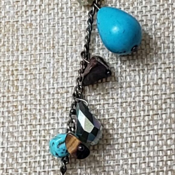 ARTISAN Resin & Stone Long Beaded Bronze Chain Necklace - Picture 3 of 6